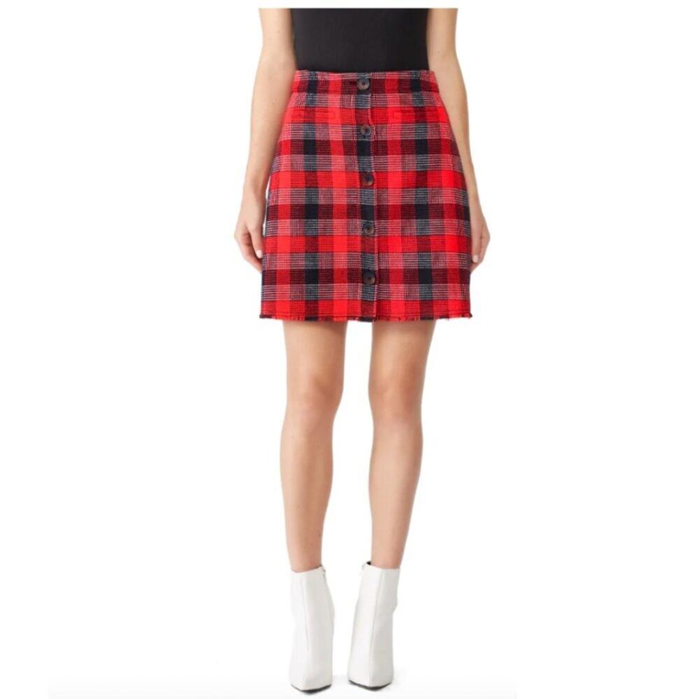Derek Lam 10 Crosby Red Plaid Mini Skirt
